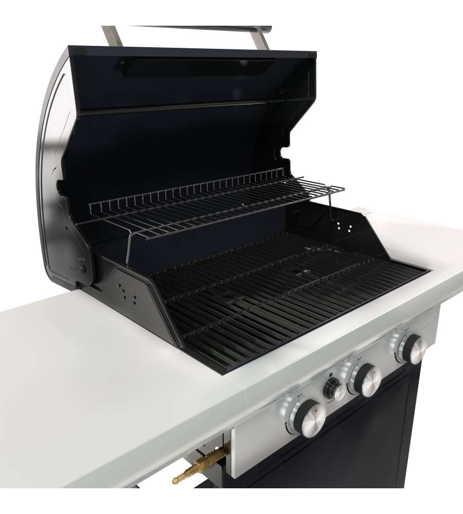 BARBECUE A GAS 3 FUOCHI BARBECOOK "SPRING 3112" CON GRIGLIE IN GHISA, 133X57X115 CM