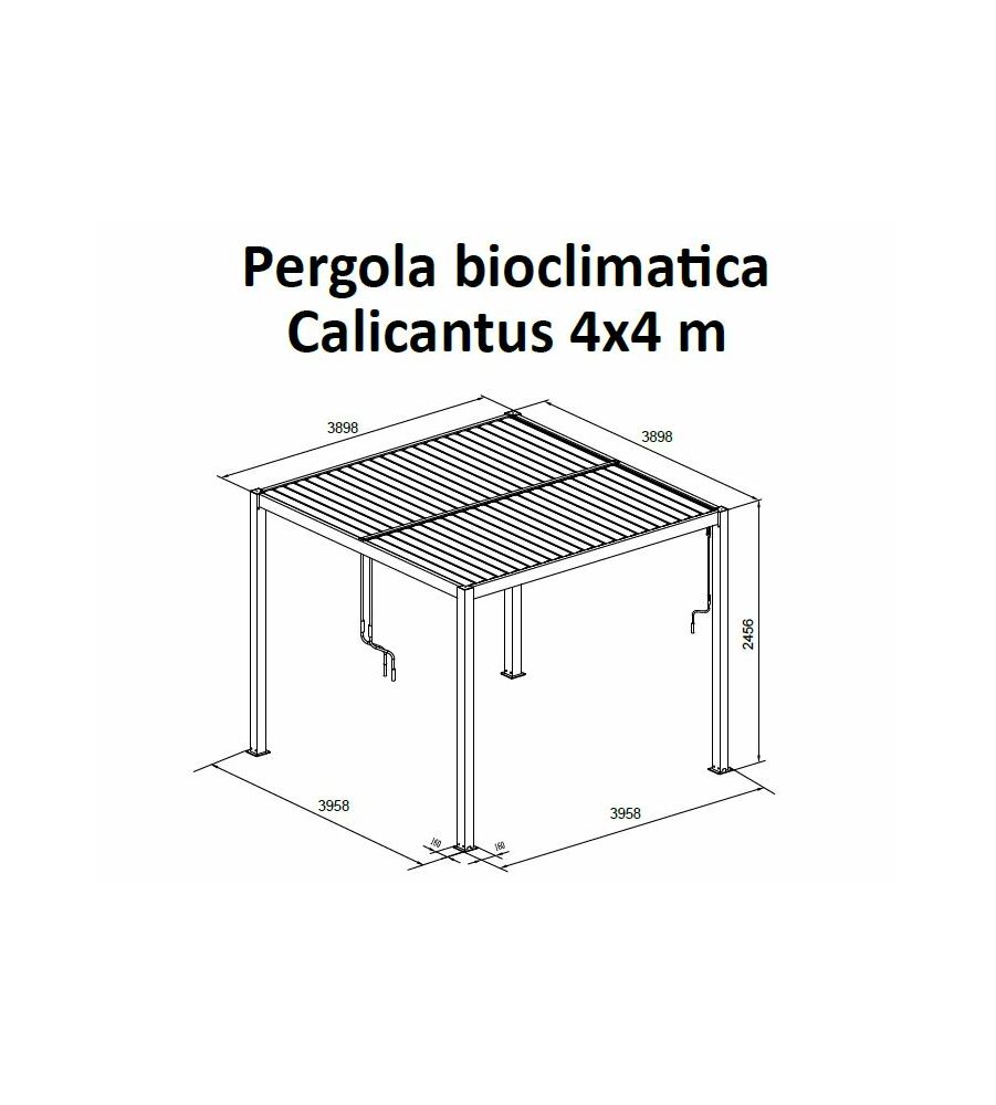 PERGOLA BIOCLIMATICA CON LED RIVIERA 'CALICANTUS' IN ALLUMINIO COLORE BIANCO 4x4xH2,5 MT