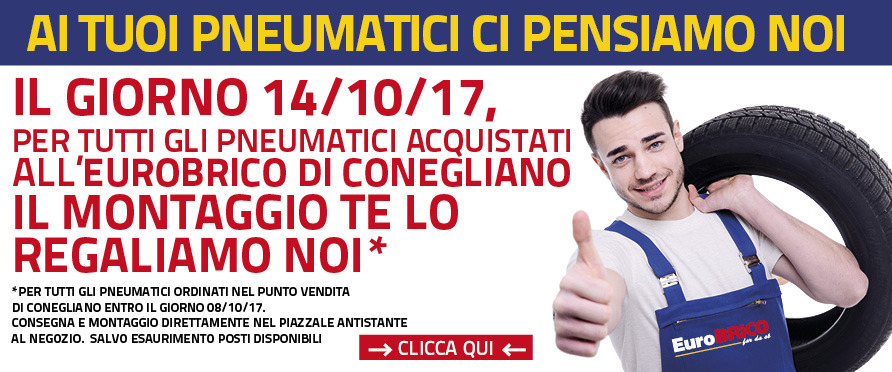 CONEGLIANO: MONTAGGIO PNEUMATICI GRATUITO 14/10/20