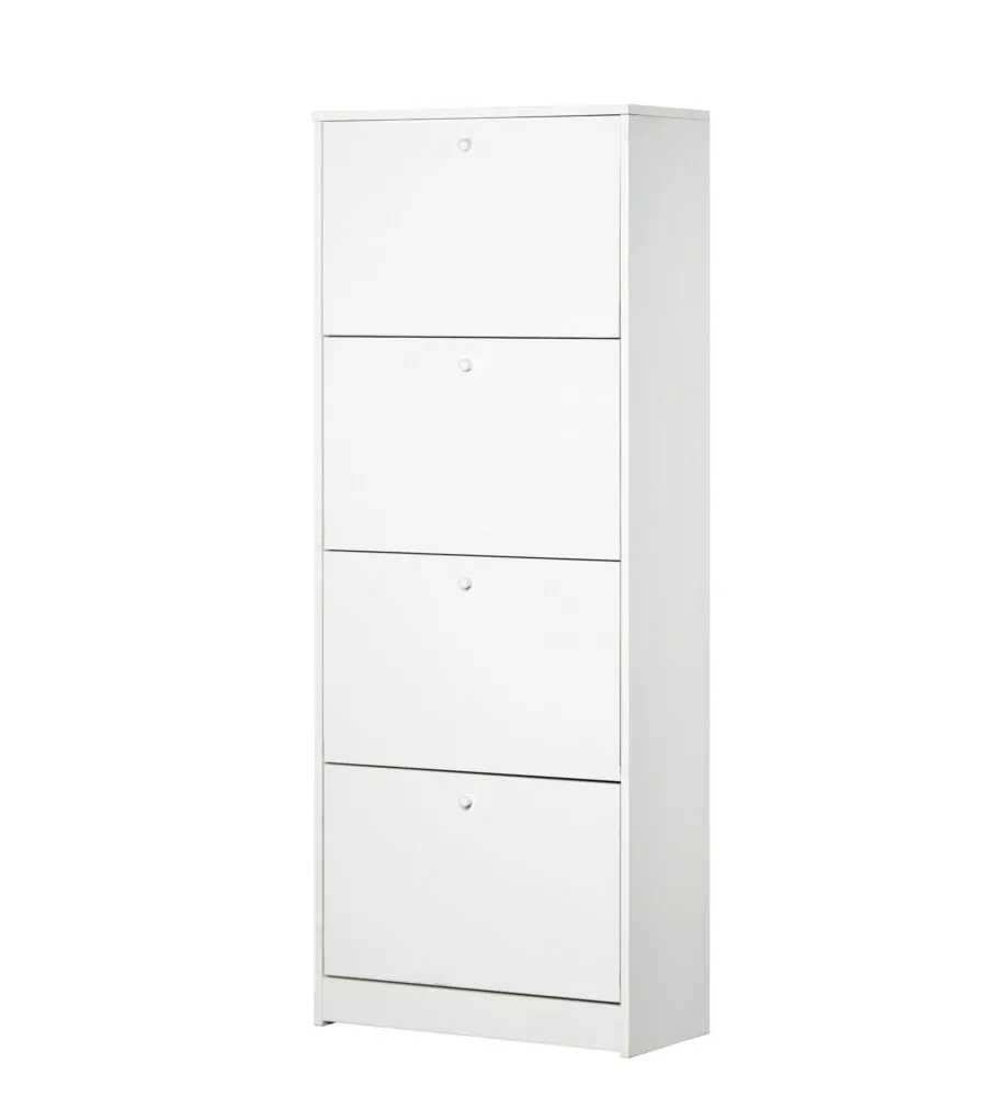 Scarpiera bianca con 4 ante, 62x158x29 cm
