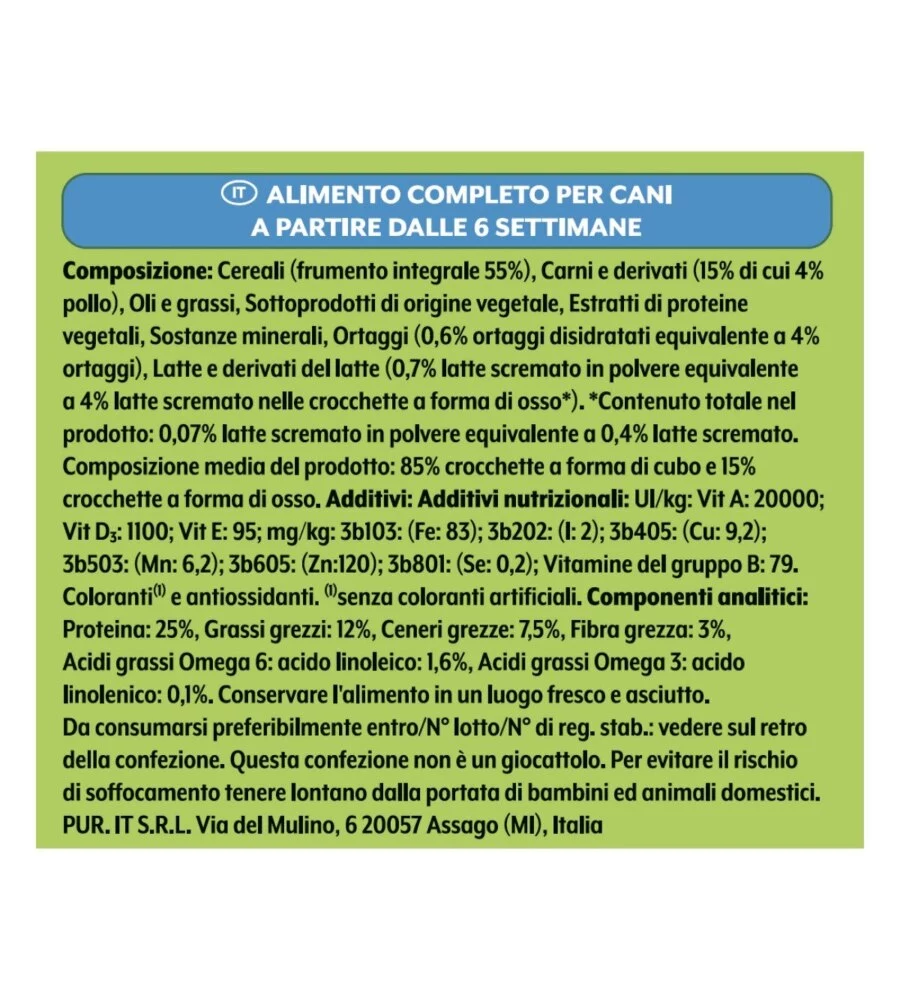 Crocchette per cani purina friskies "junior" cuccioli di tutte le taglie con pollo e verdure 1,5 kg