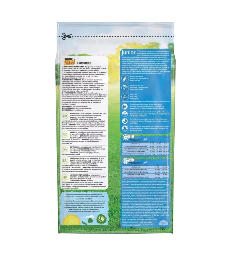 Crocchette per cani purina friskies "junior" cuccioli di tutte le taglie con pollo e verdure 1,5 kg