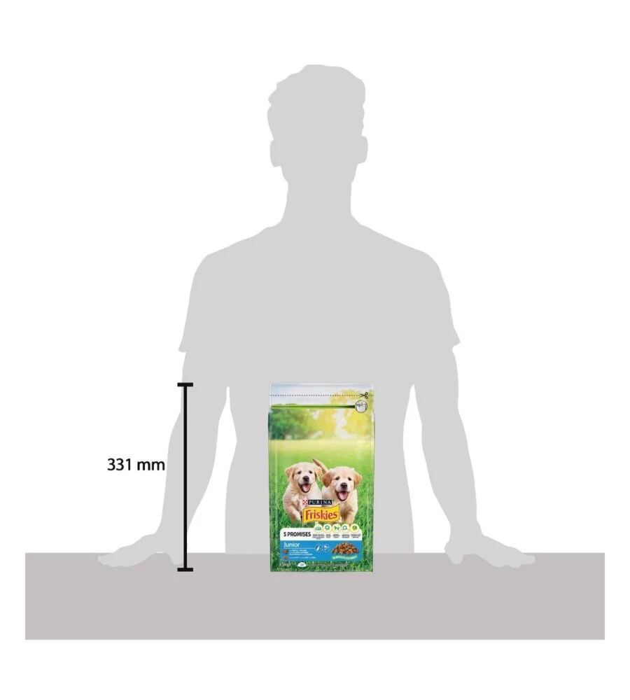 Crocchette per cani purina friskies 'junior' cuccioli di tutte le taglie con pollo e verdure 1,5 kg