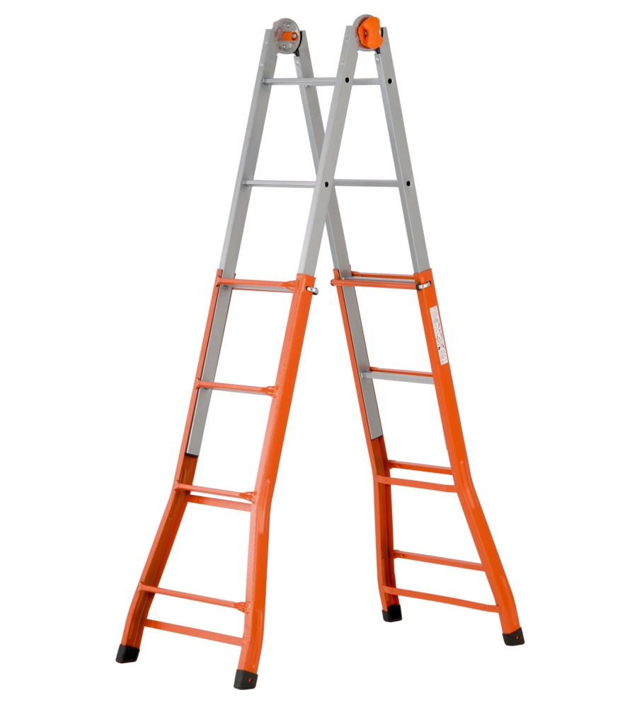 Scala multifunzionale allungabile in acciaio gierre 4+4 gradini