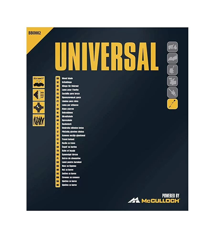 Lama universale 4 denti per decespugliatore mcculloch - cod. bbo002