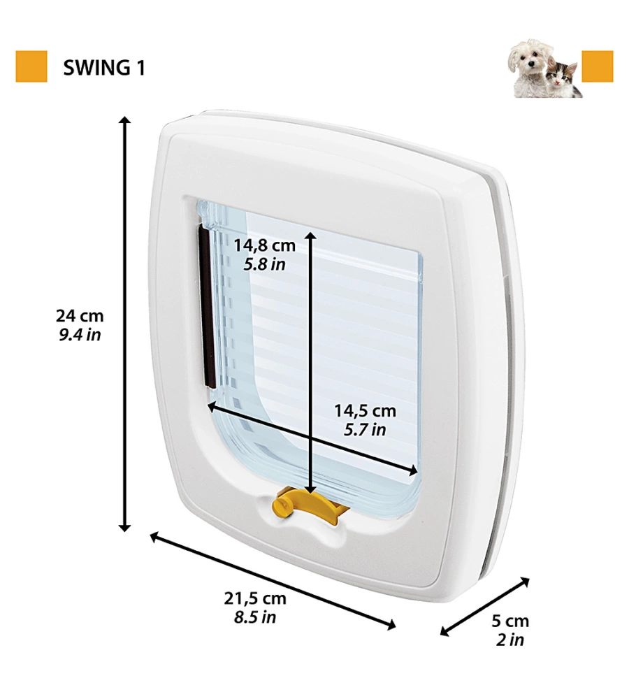 Portina basculante per gatti e piccoli cani 'swing 1', 21,5 x 5 x h 24 cm- ferplast