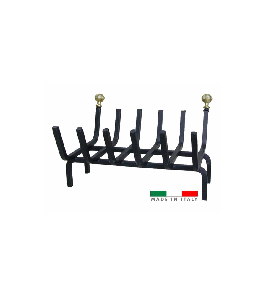 Brucialegna lineare per caminetti larghezza 60 cm con pomoli in ottone