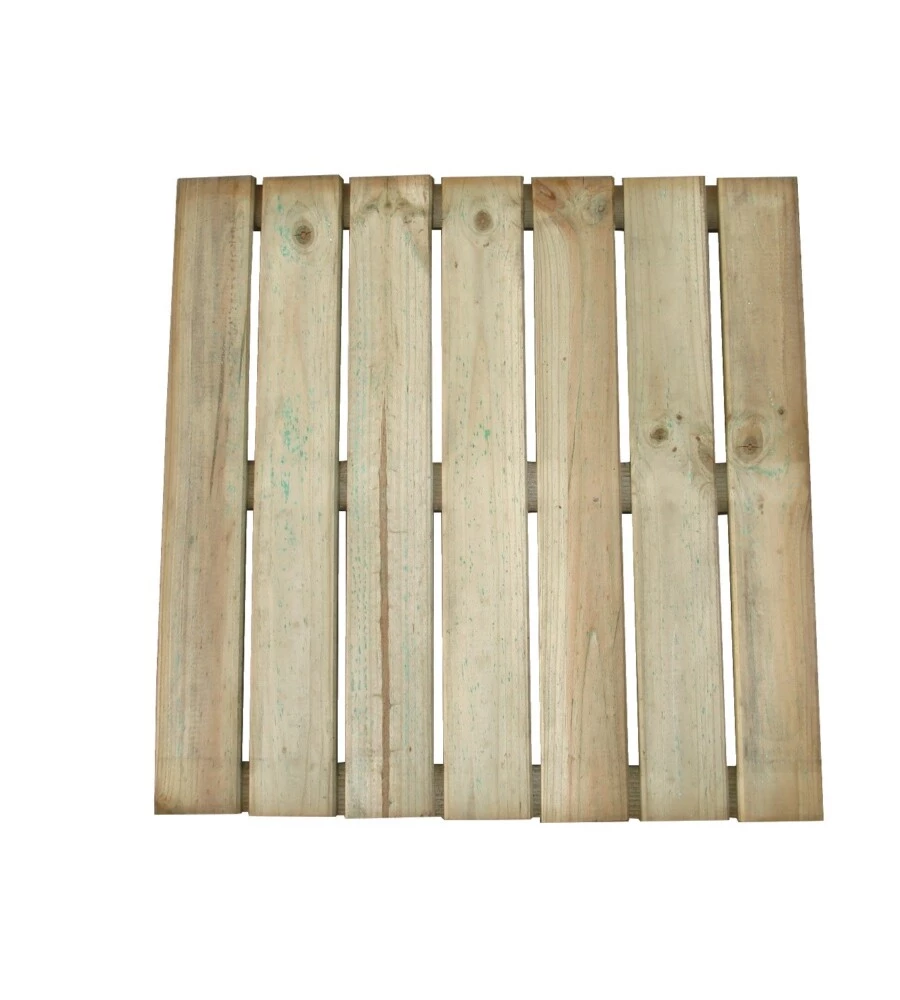 Pedana da esterno quadrata antiscivolo in legno con 7 stecche 50x50x3 cm