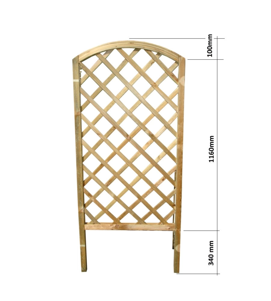 Griglia da esterno diagonale ad arco in legno di pino 72x4,5x160 cm