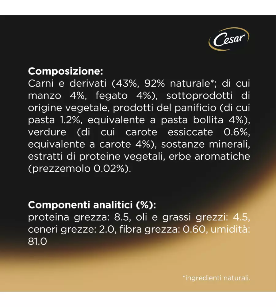 Cesar - umido per cani manzo e carote in salsa 150 gr