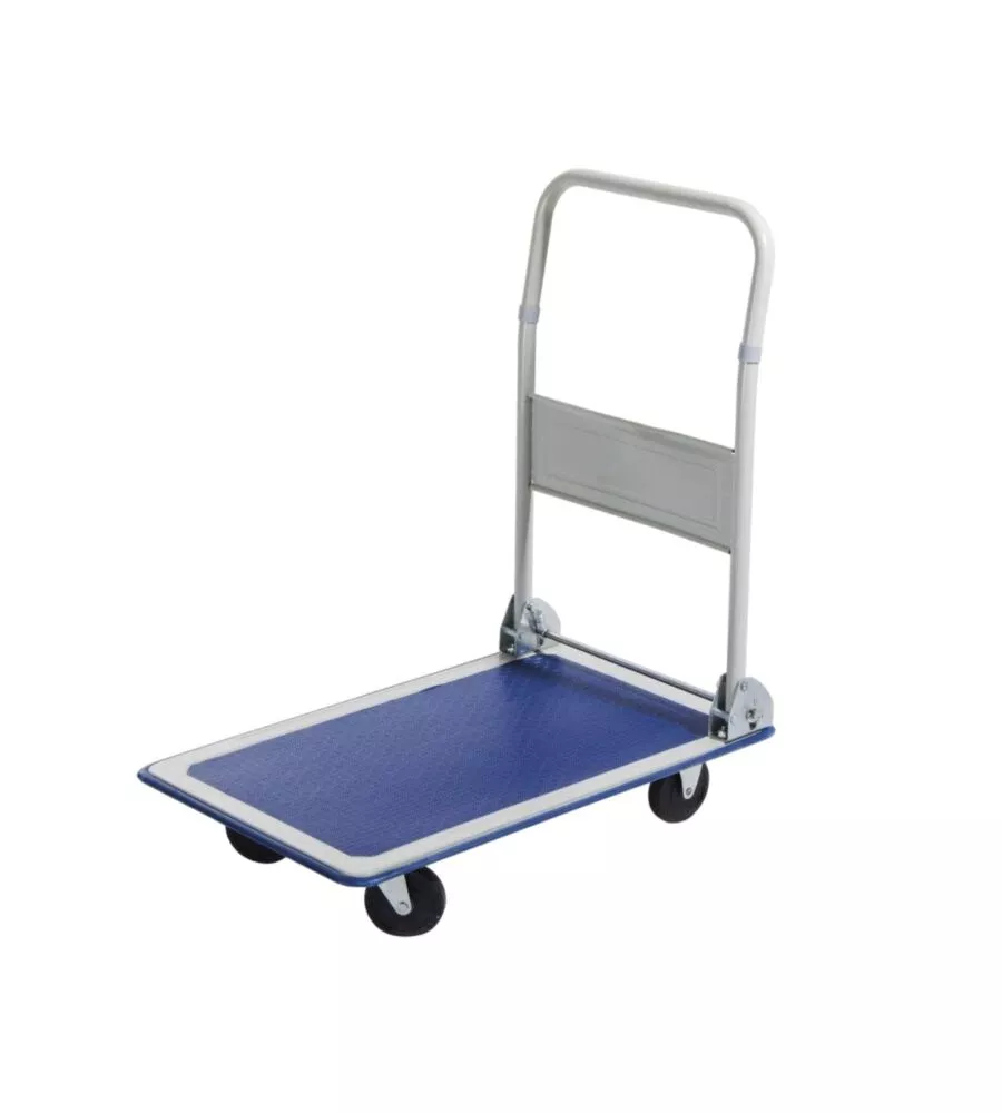 Carrello pieghevole con pianale e ruote piroettanti intercambiabili, 150 kg di portata