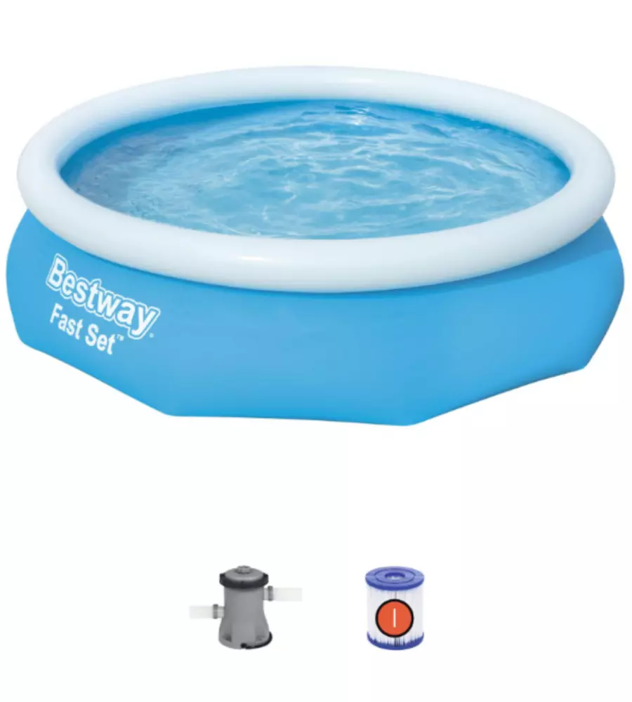 Piscina fuori terra autoportante rotonda bestway "fast set" con pompa e filtro a cartuccia 305x76 cm - cod. 57270