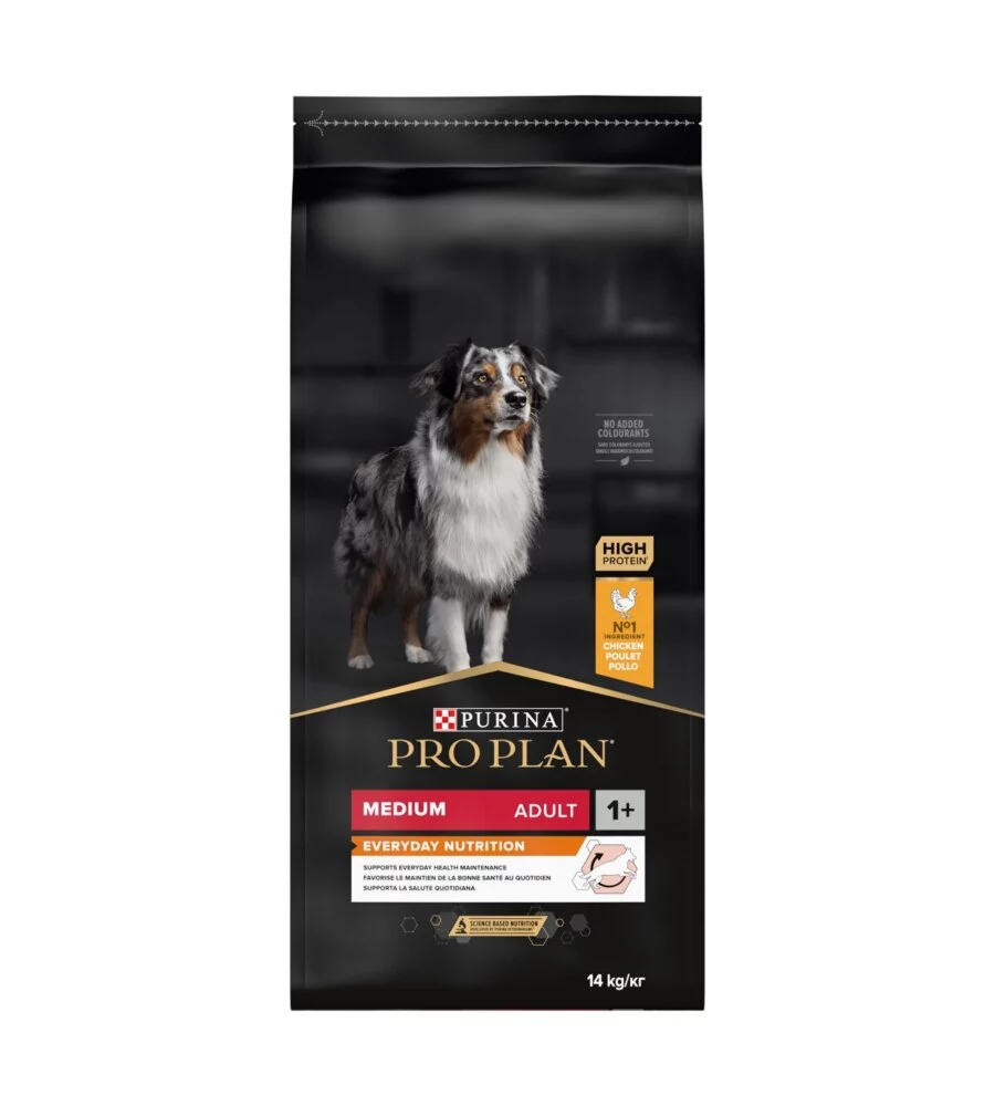 Crocchette per cani purina "pro plan" adulto di taglia media con pollo everyday nutrition 12 kg