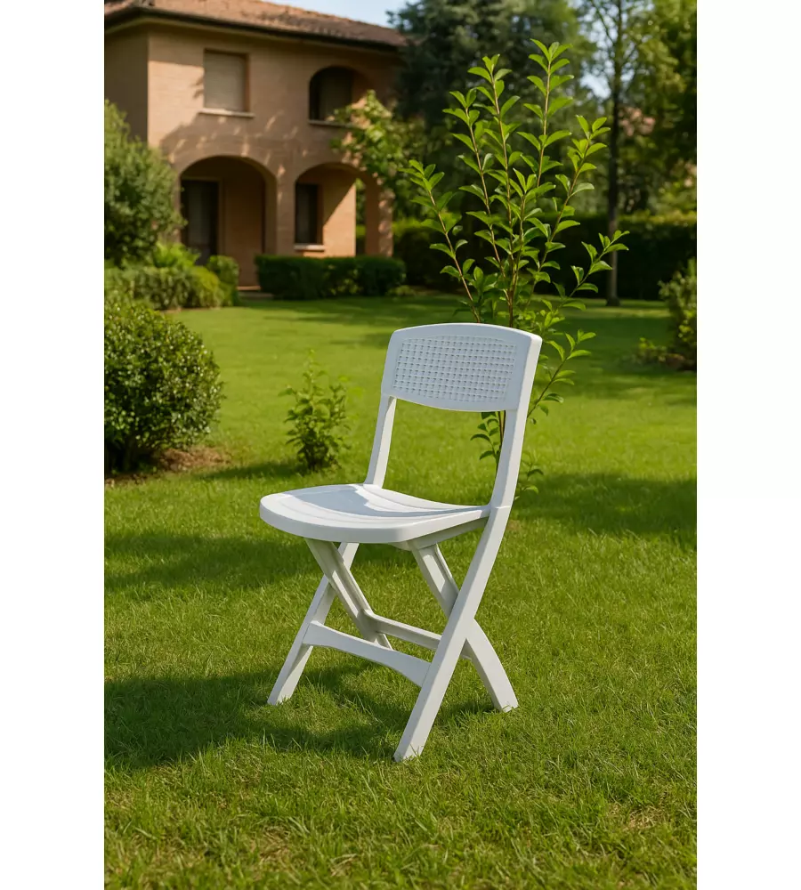 Sedia da esterno pieghevole "mistral" in polipropilene bianco 39x47x81 cm
