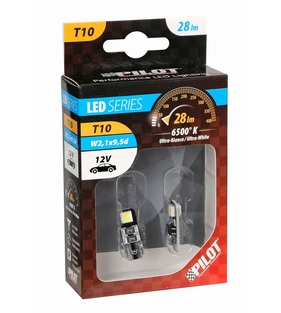 LAMPADA 12V HYPER-LED 6 - 2 SMD X 3 CHIPS - (T10) - BIFOCUS - W2,1X9,5D - 2 PZ  58461
