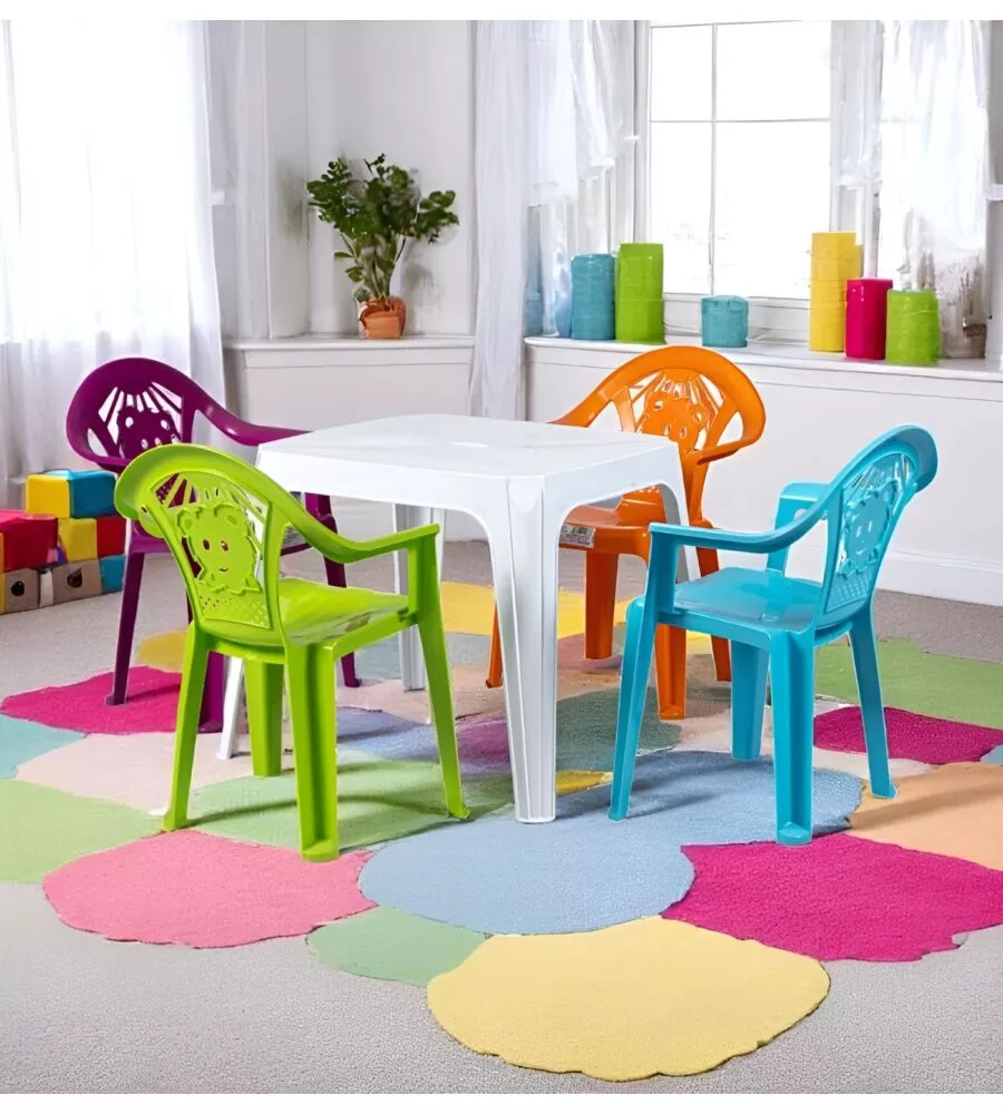 Tavolo per bambini "baby dady" in polipropilene bianco 48x56x45 cm