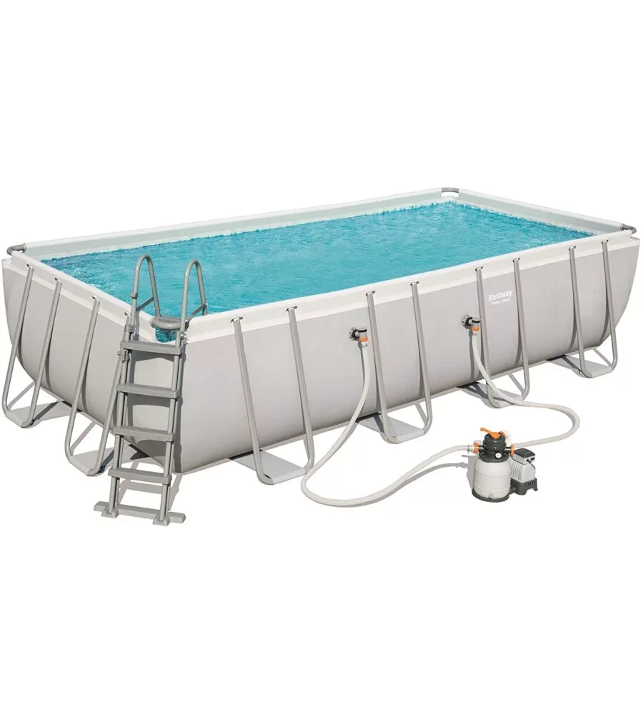 Piscina fuori terra rettangolare bestway "power steel frame" 549x274x122 cm con pompa, scaletta, cover e chemconnect - cod. 56466