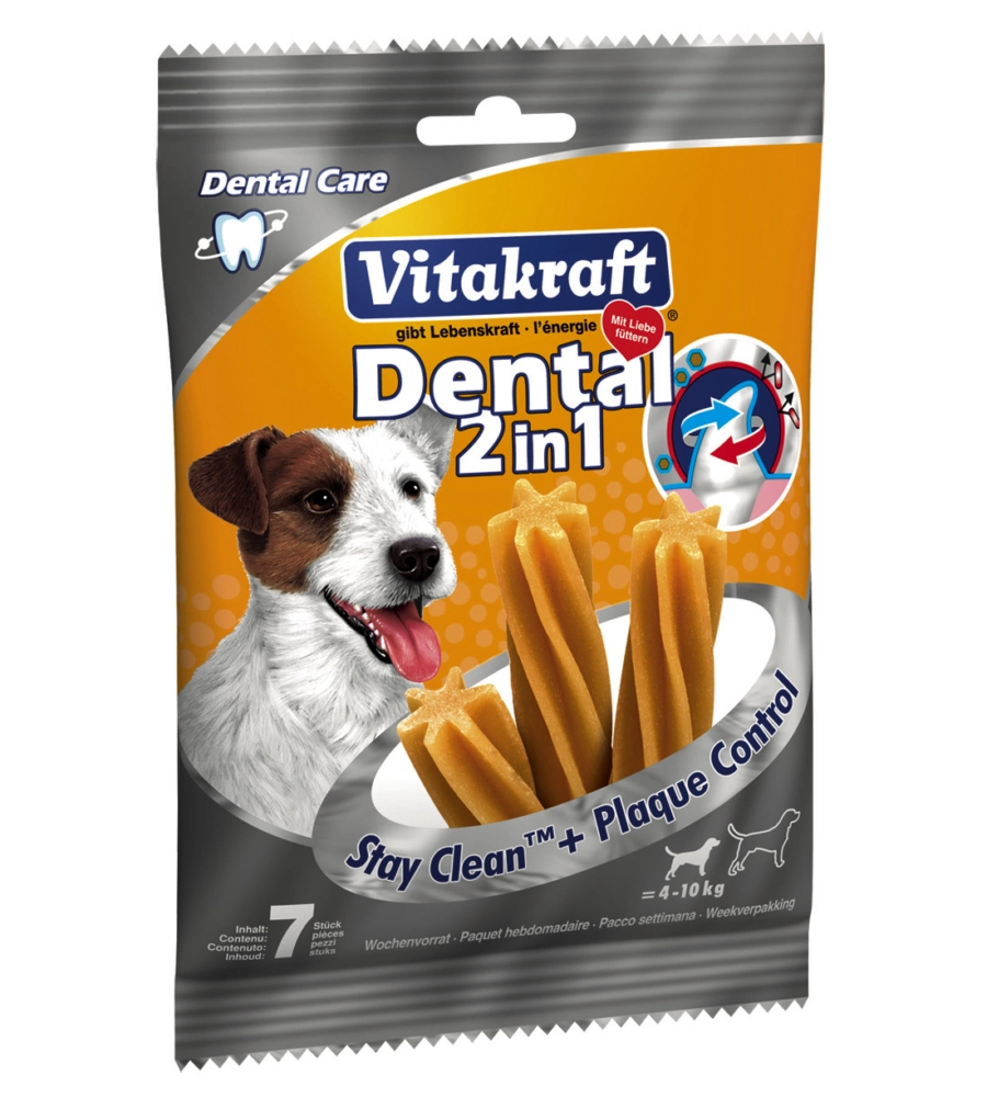 "dental 2 in 1" small snack da rosicchiare 7 pezzi - vitakraft.