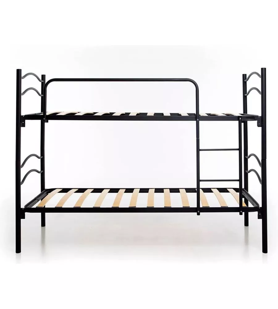 Letto a castello smontabile in metallo nero 203x145,5x83 cm