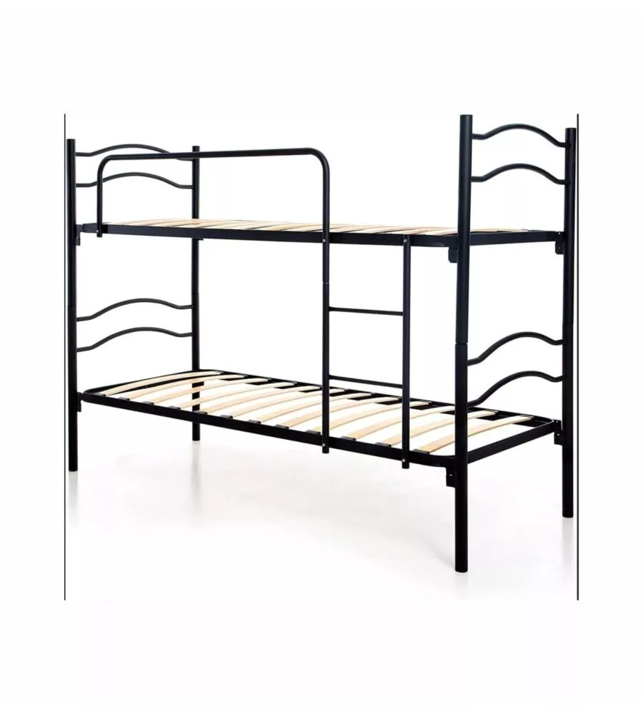 Letto a castello smontabile in metallo nero 203x145,5x83 cm