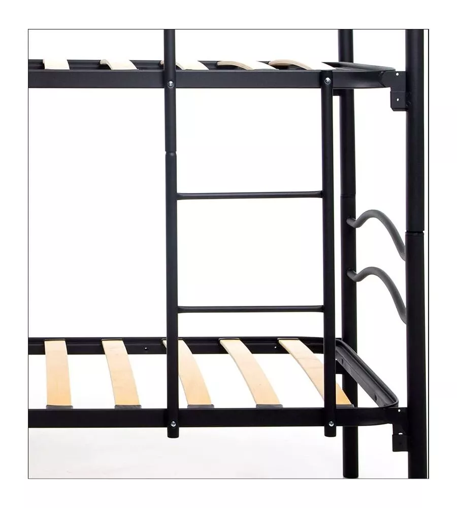Letto a castello smontabile in metallo nero 203x145,5x83 cm