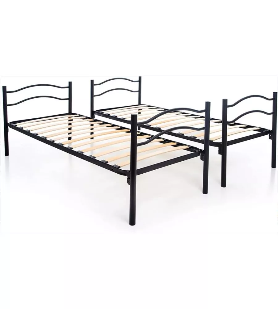 Letto a castello smontabile in metallo nero 203x145,5x83 cm