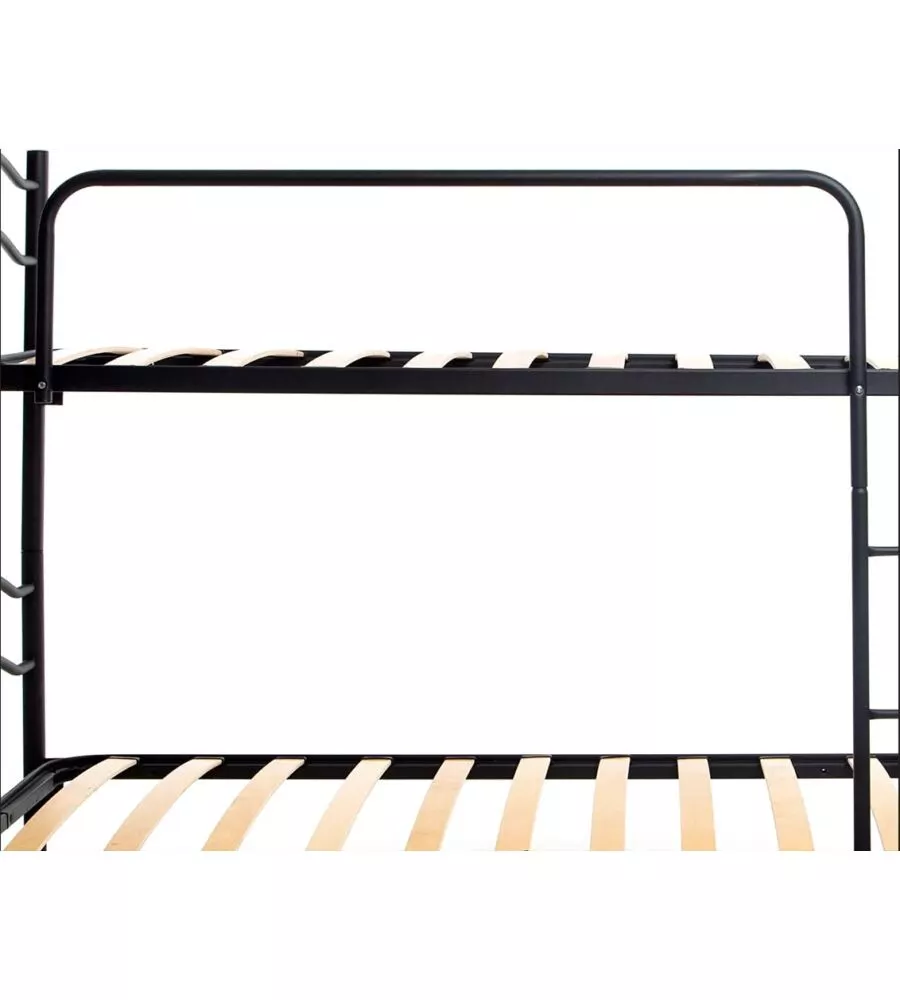 Letto a castello smontabile in metallo nero 203x145,5x83 cm