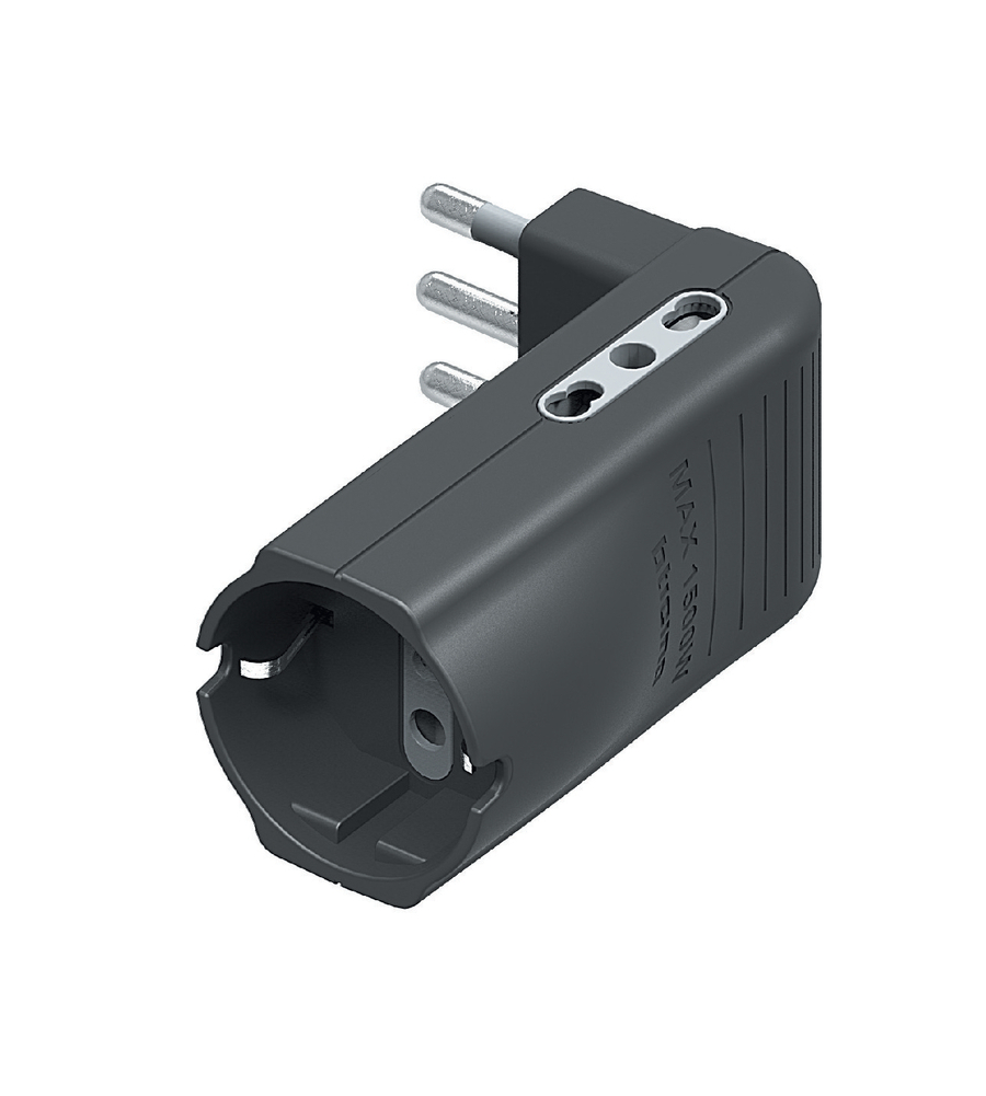Adattatore corner 2 prese bipasso+1 pr p30 grigio - bticino.