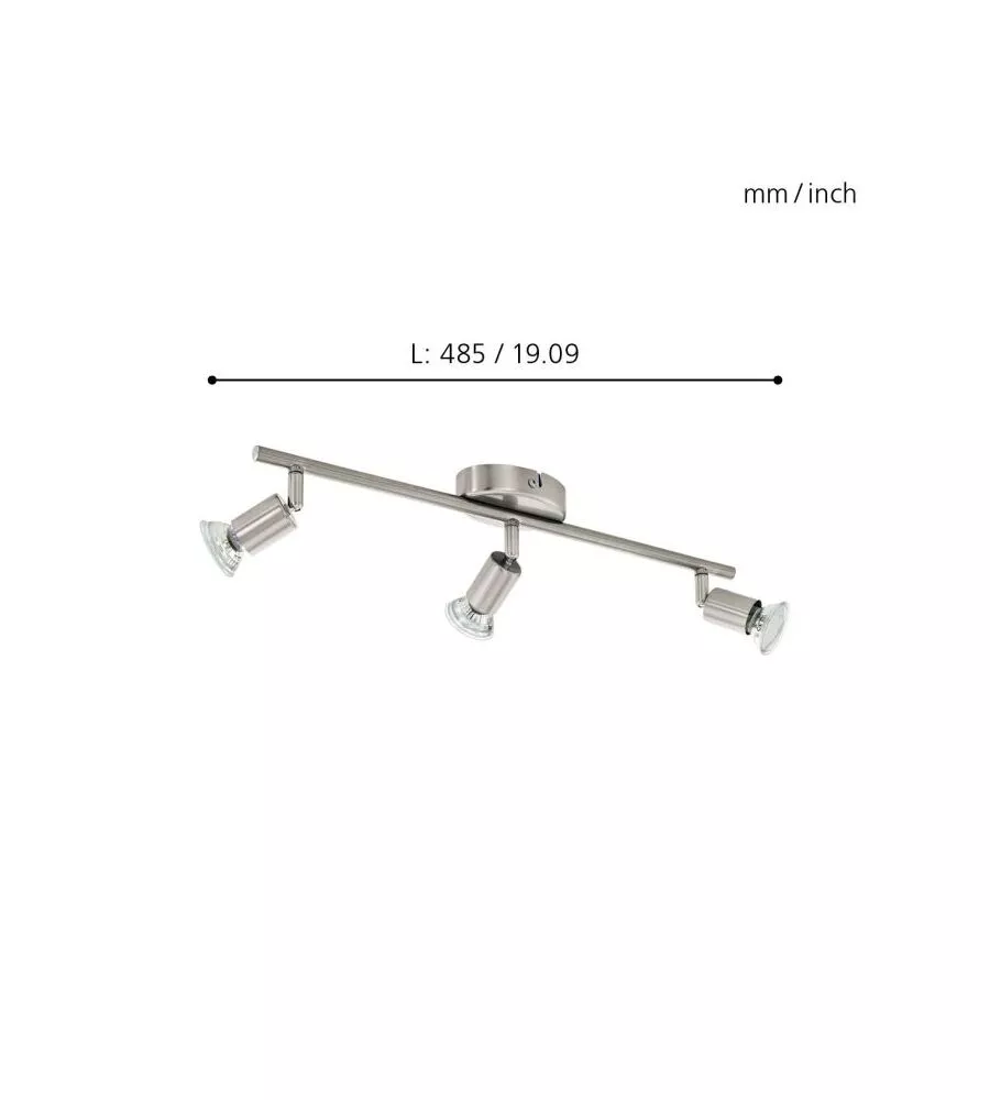 Barra led a soffitto da interno eglo 'buzz led' grigio 3 luci 3000k
