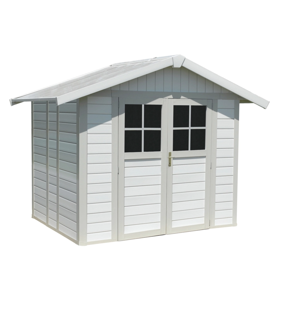 Casetta da giardino in pvc grosfillex "deco 5" bianco e grigio-verde 295x261x236 cm - 22905140
