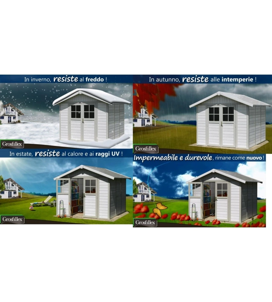 Casetta da giardino in pvc grosfillex "deco 5" grigio e bianco 295x261x236 cm - cod. 22905235