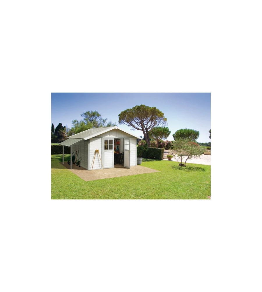 Tettoia laterale grosfillex in pvc per abitazioni e casette deco e utility da 7,5 e 11 m² - cod. 22500136