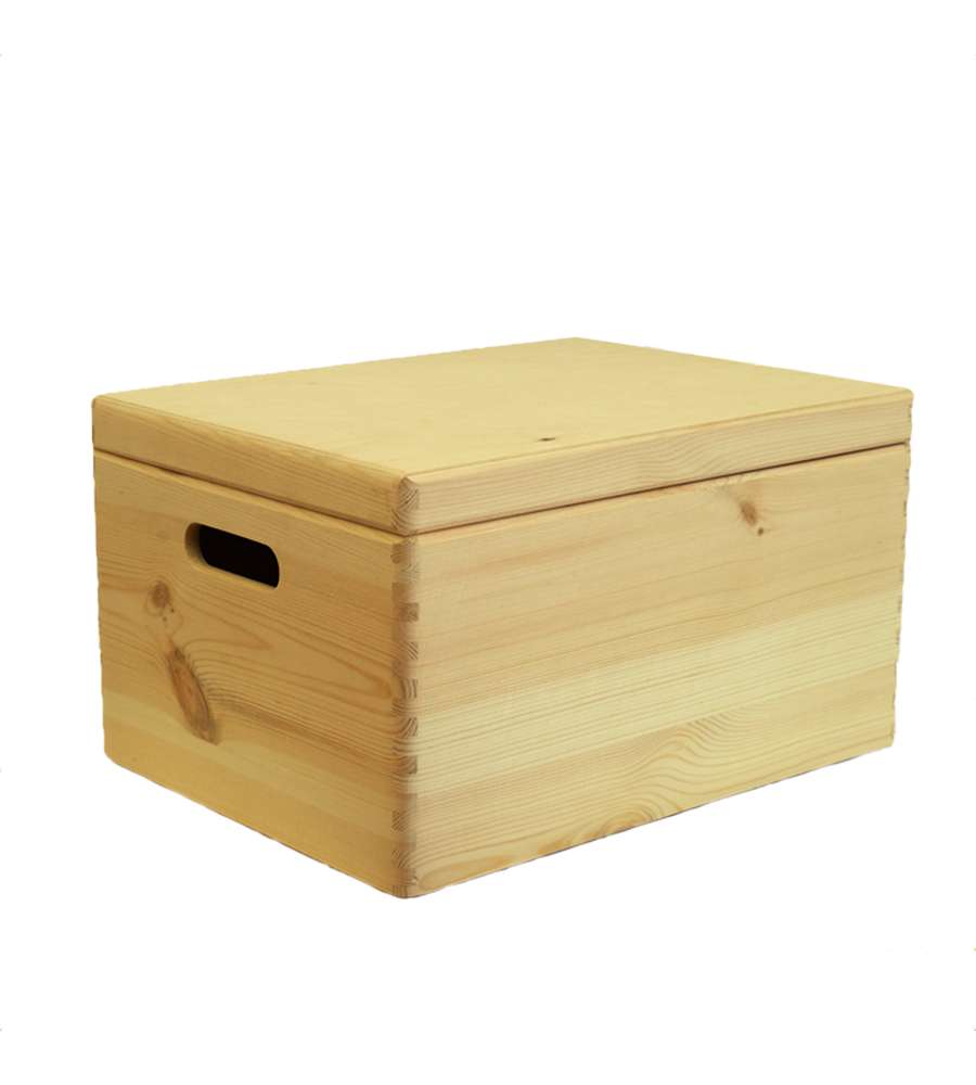 SCATOLA MULTIUSO CON COPERCHIO "WOOD BOX" IN LEGNO MARRONE CHIARO, 40X30X23 CM