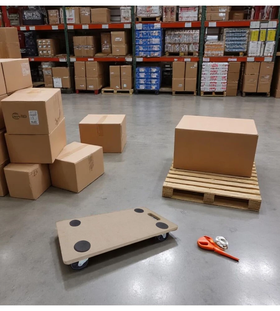 Carrello da esterno in mdf piatto con ruote pivotanti con portata 150 kg