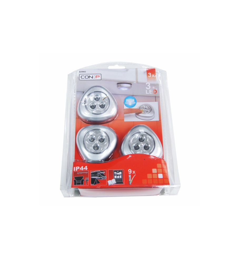 Luci adesive a 3 led, 3 pz.
