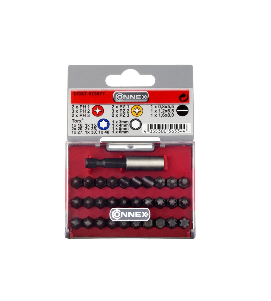 Set 30 inserti per avvitatore connex "max-power" con supporto magnetico