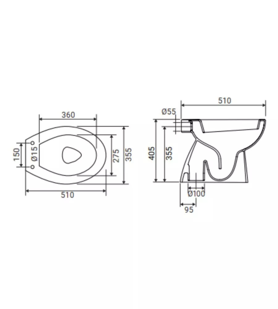 Vaso wc a terra in ceramica 'serie idro' bianco