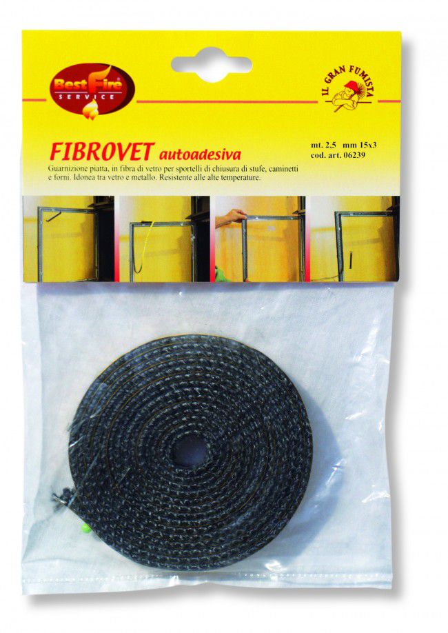 GUARNIZIONE PIATTA AUTOADESIVA BEST FIRE "FIBROVET" IN FIBRA CERAMICA, 10 MM X 2,5 MT