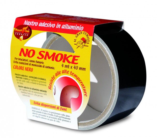 NASTRO ADESIVO BEST FIRE "NO SMOKE" IN ALLUMINIO COLORE NERO, 40 MM X 4 MT