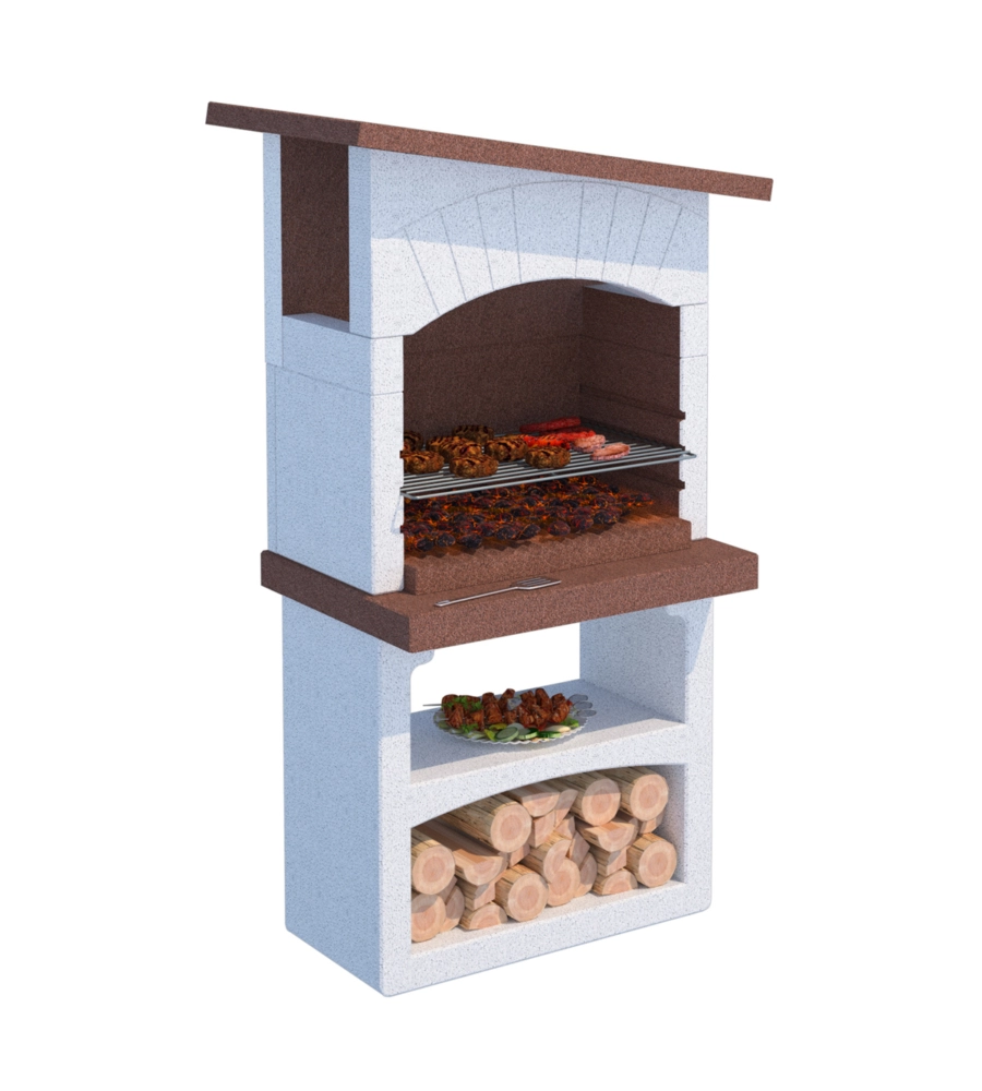 Barbecue a legna o carbonella in cemento linea vz "gran canaria" 81x58x155 cm