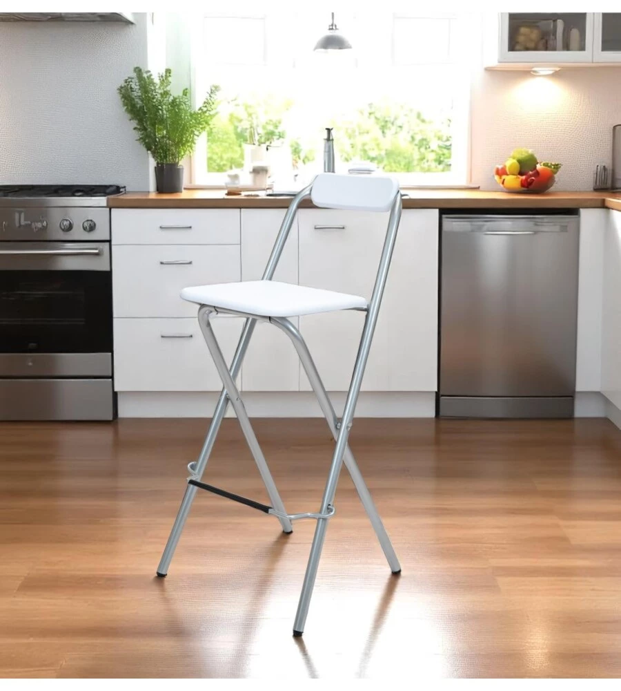 Sgabello pieghevole bellahome bianco 48,5x48x97 cm