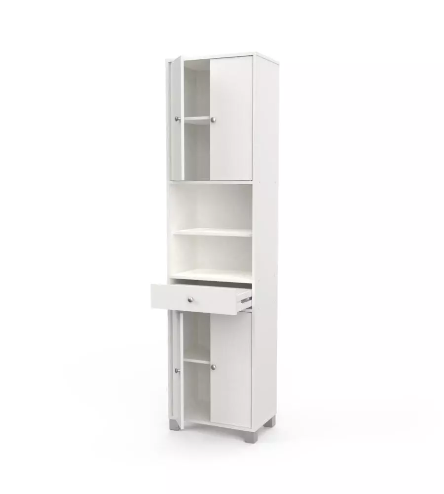 Mobile colonna "bikini" con cassetto e ante bianco, 50,5x196x33 cm