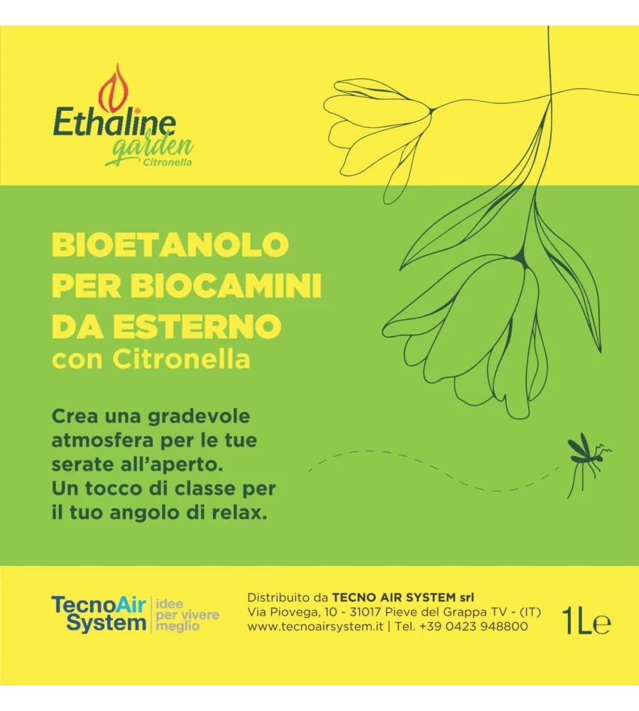 Bioetanolo per biocamini da esterno ethaline garden con citronella 1 lt