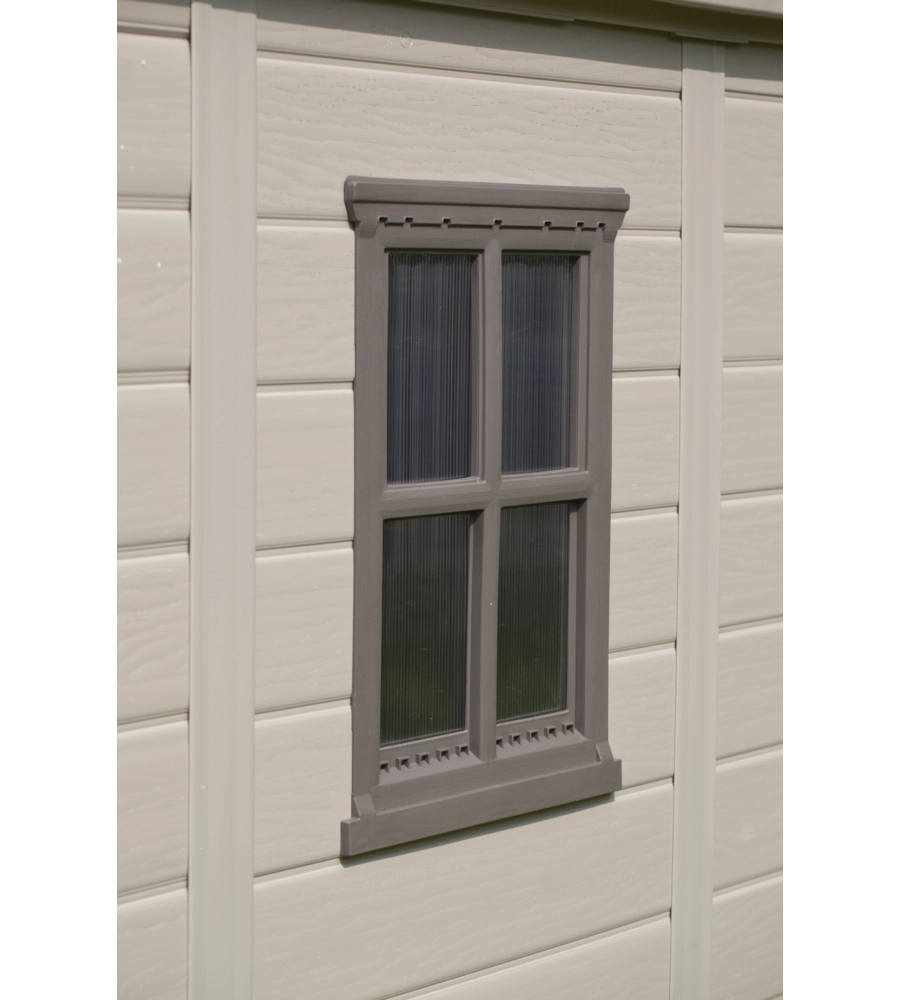 Casetta da giardino keter "factor 6x6" in resina colore beige con porta battente doppia 178x195,5x208 cm