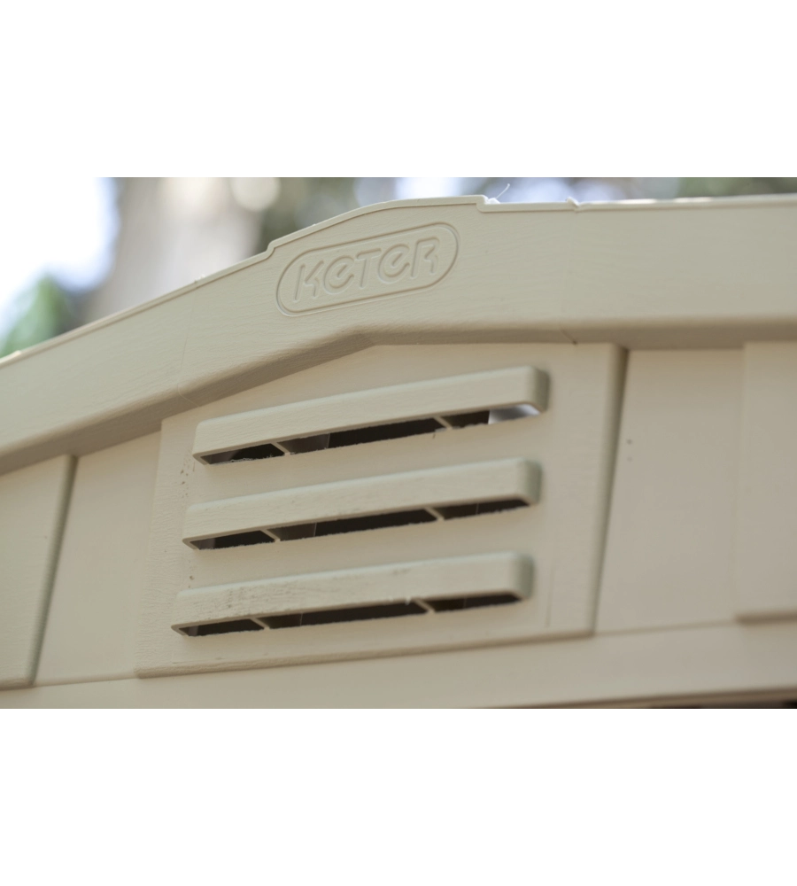 Casetta da giardino keter "factor 6x6" in resina colore beige con porta battente doppia 178x195,5x208 cm
