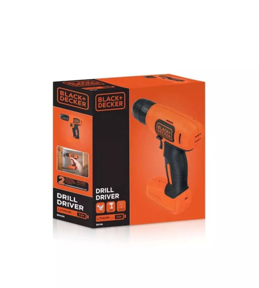 Trapano avvitatore a batteria black+decker "bdcd8-qw" 7,2v 1,5ah
