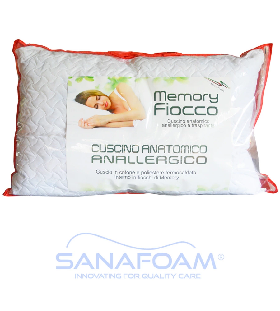 Guanciale anatomico in memory foam bianco 72x42 cm