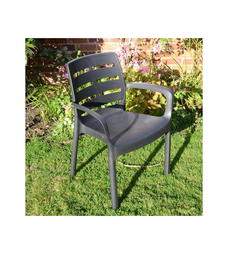 Sedia da esterno con braccioli "borneo" in polipropilene antracite 60,5x54x82 cm