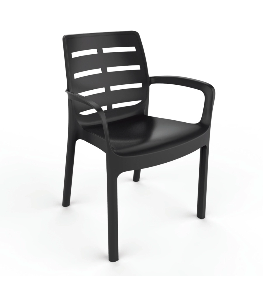 Sedia da esterno con braccioli "borneo" in polipropilene antracite 60,5x54x82 cm