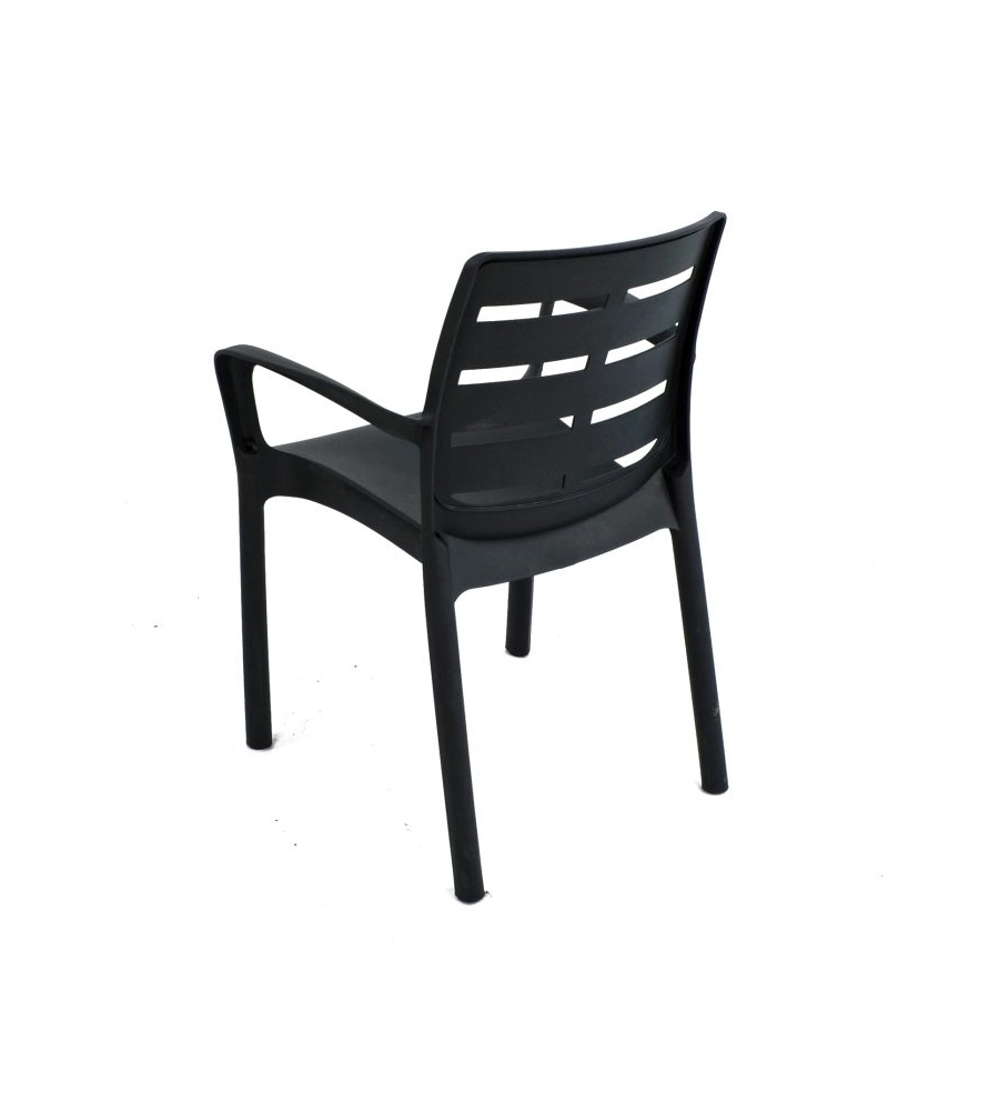 Sedia da esterno con braccioli "borneo" in polipropilene antracite 60,5x54x82 cm
